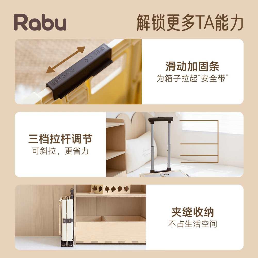 RABURabu儿童折叠拉杆箱可坐可骑可折叠多功能旅行行李箱亲子遛娃