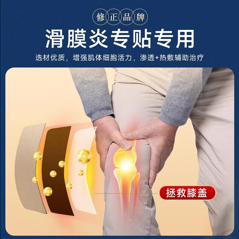 修正滑膜炎远红外治疗贴膝盖疼痛专用贴积水积液膏药贴风湿膝关节 【买3送2】共5盒