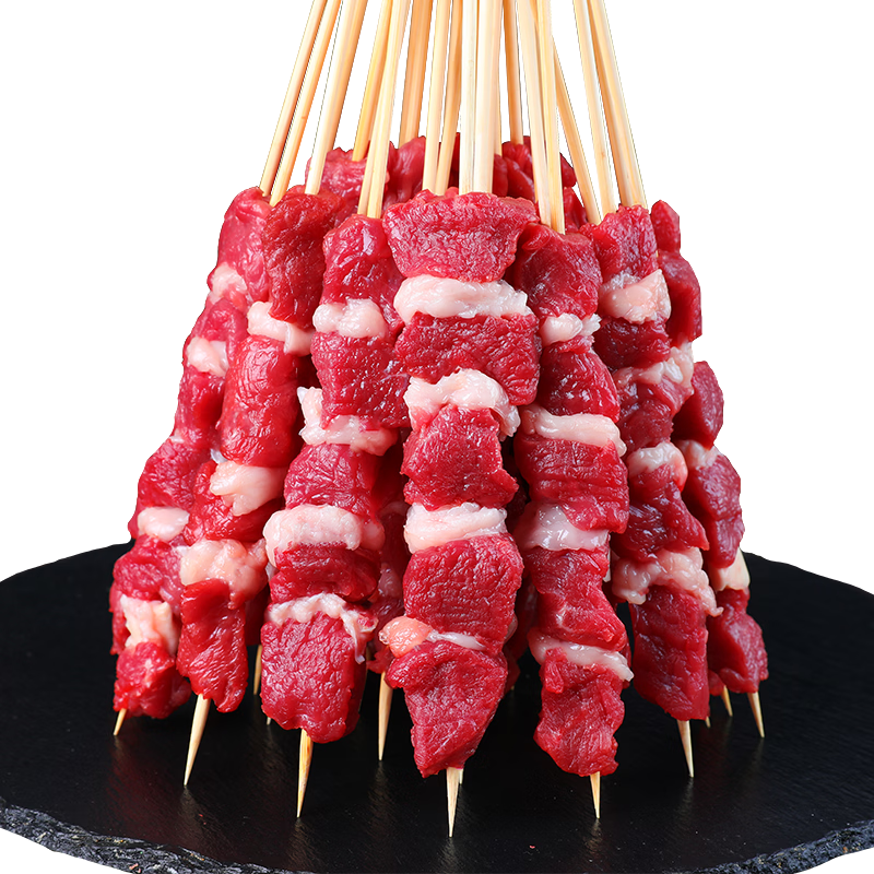 荤八厨内蒙草原羊肉串50串750g 原切生鲜羊腿肉羊肉烤串涮火锅烧烤食材