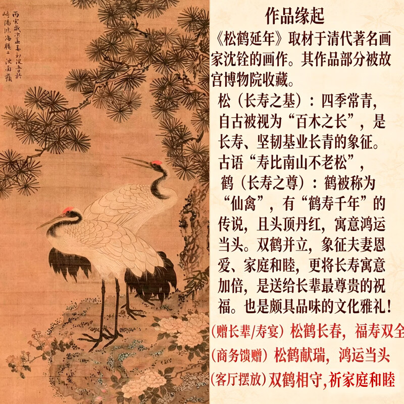 耕玉祝寿贺寿松鹤延年607080百岁大寿送长辈爷爷奶奶父母老人退休荣休 新松鹤延年手绘晶雕盘-定制专用