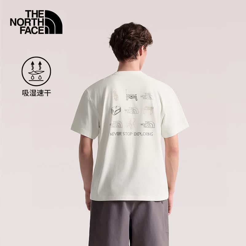 北面（The North Face）26春夏新款户外透气男女运动上衣速干衣吸湿透气短袖T恤8M7C HL1 沙丘白 XL （女生建议拍小一码）