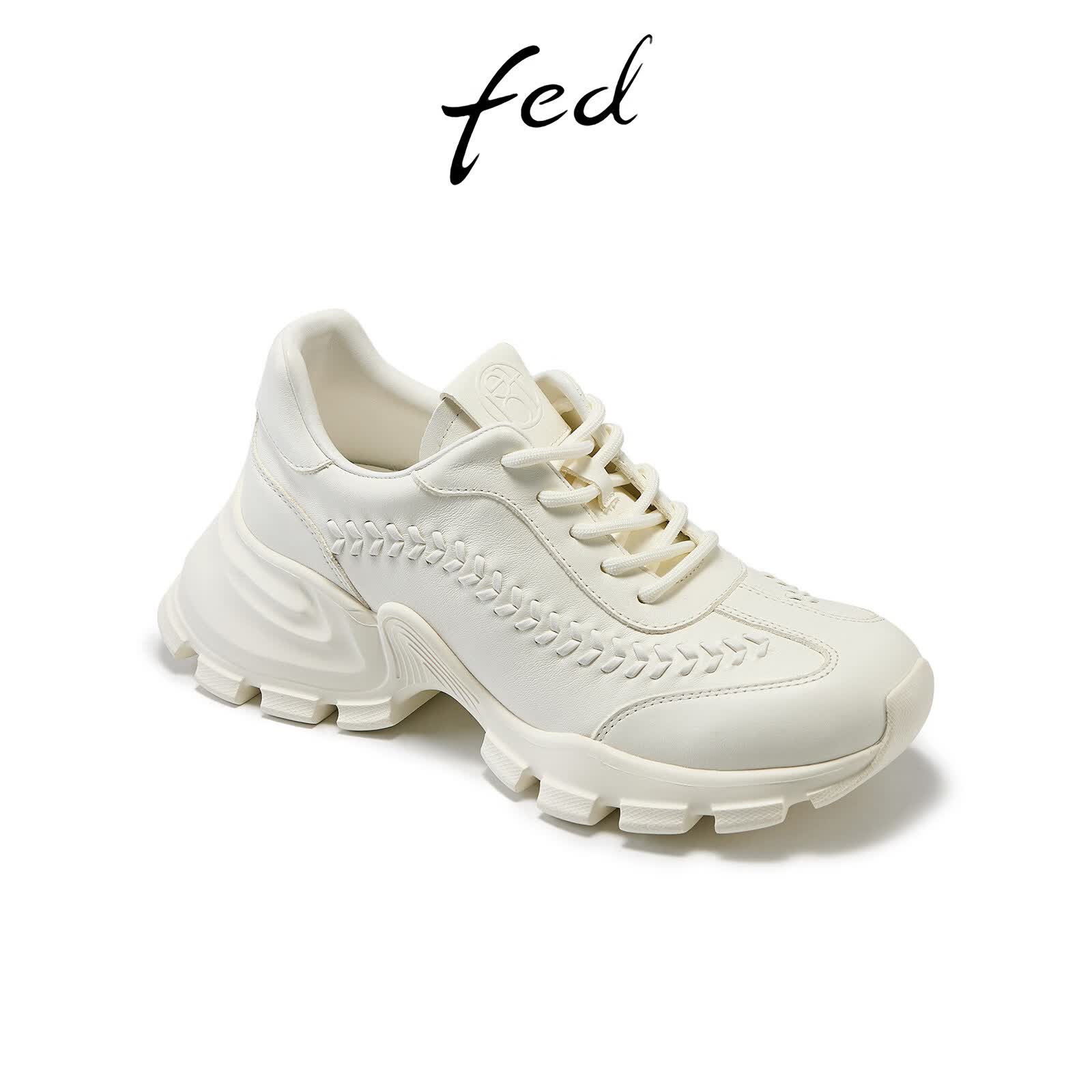 FED厚底半拖夏季新款女鞋桃雾漫履穆勒鞋透气粉色老爹鞋女YAB815 白色 38