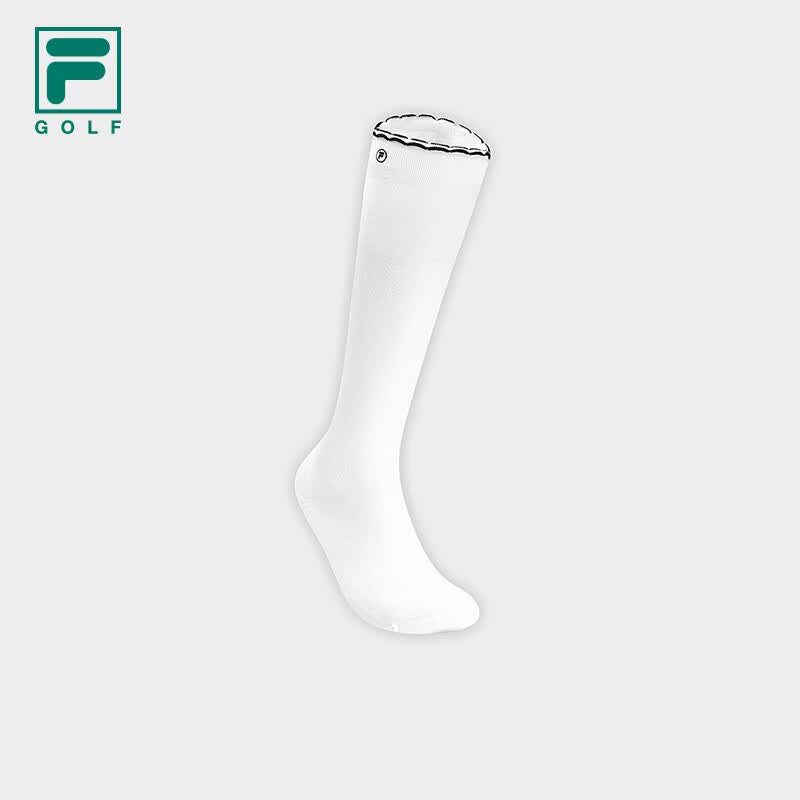 FILA 斐乐官方女新款及膝袜高尔夫运动袜简约百搭舒适袜子小腿袜 玉石白-WT XS