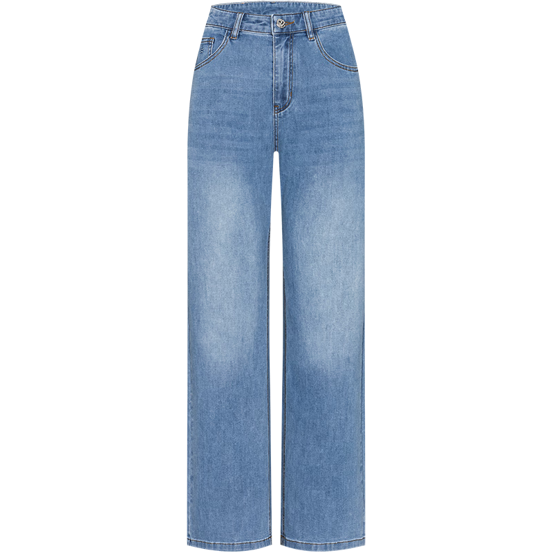 Navigare意大利小帆船女士凉感高腰直筒水洗牛仔裤2312574516 蓝 M 