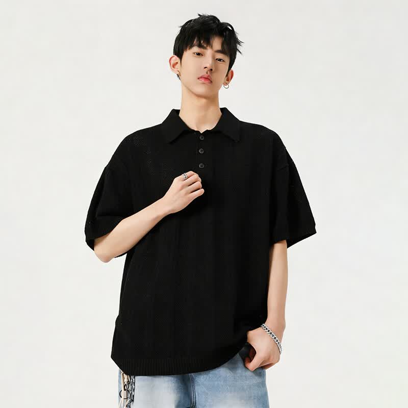 ROYAL PALM POLO SPORTS CLUB夏季新款美式复古条纹polo衫男宽松休闲百搭潮流短袖上衣 灰色 3XL