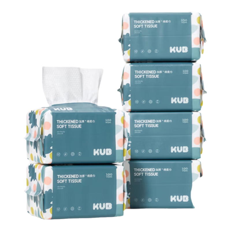 可优比（KUB）洗脸巾干湿两用一次性绵柔巾洁面卸妆擦脸巾抽取式 100抽 6包