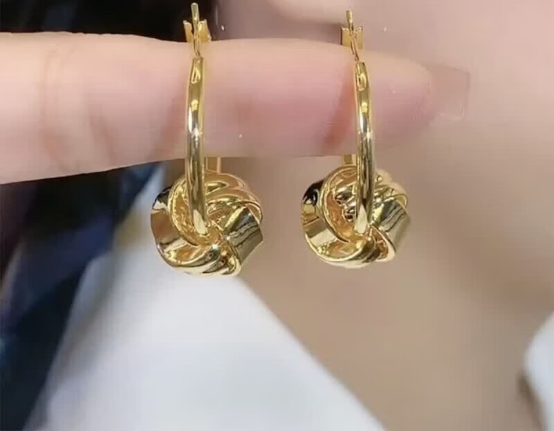 雕工匠镀18k金小耳圈18K金色欧美金属风耳环耳扣耳圈耳钉耳饰 166金属风耳圈