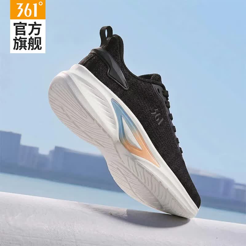 361°女鞋运动鞋2026夏季新款网面透气轻便薄款跑鞋软底防滑减震跑鞋女 曜石黑/羽毛白 38