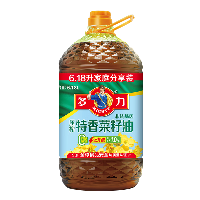 多力【保真菜籽油】低芥酸物理压榨非转基因特香菜籽油6.18L