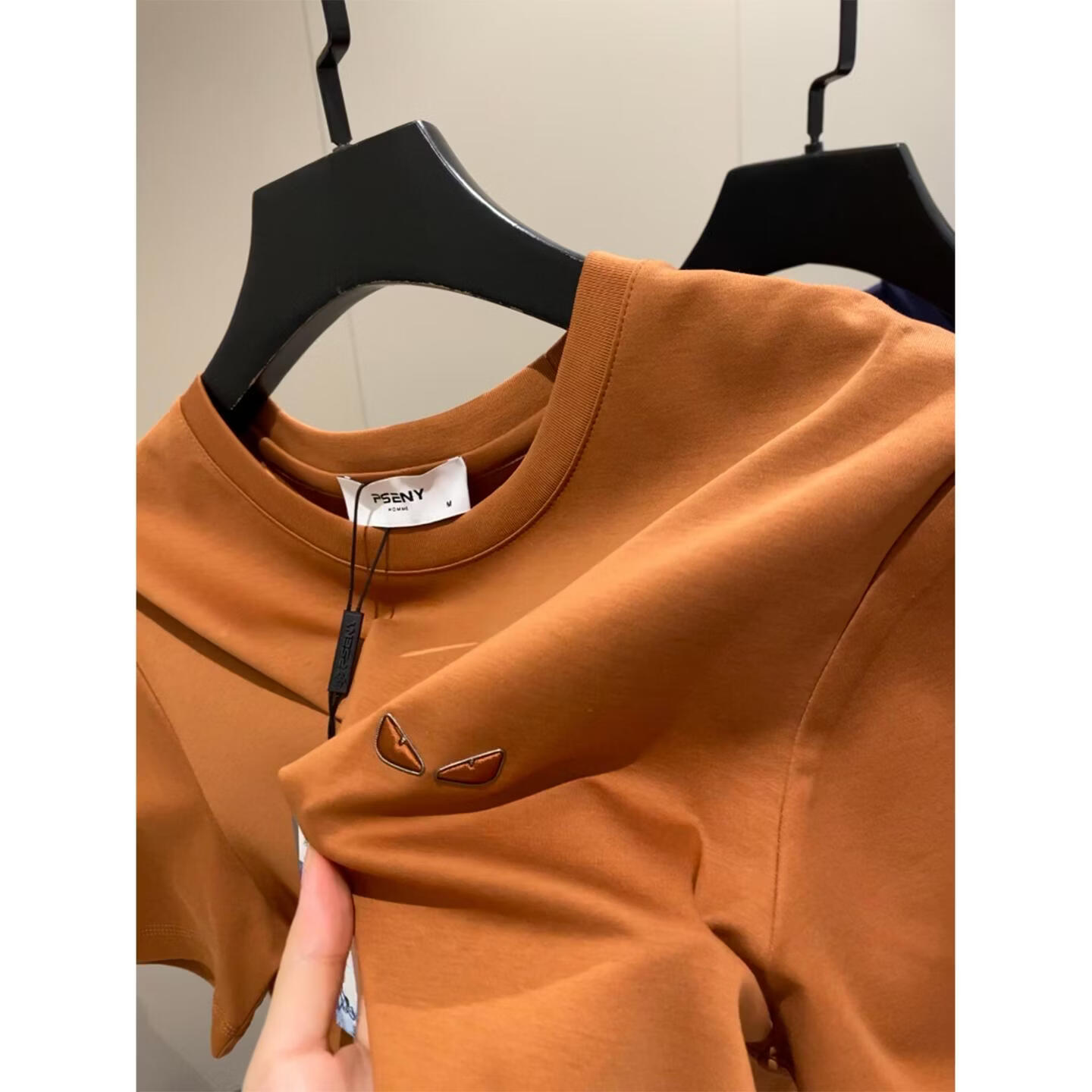 “恶魔眼”2025意式轻奢男士休息80支液氨双面丝光匹马棉体T恤 2323藏青色 3XL