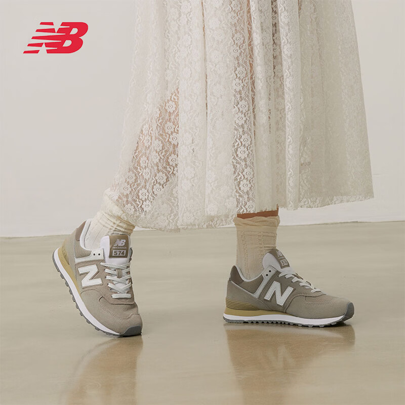 NEW BALANCENB 574系列复古字母休闲鞋男女春秋新款舒适百搭潮流低帮运动鞋 U574ESF-D【浅咖色】 36 （脚长22cm）