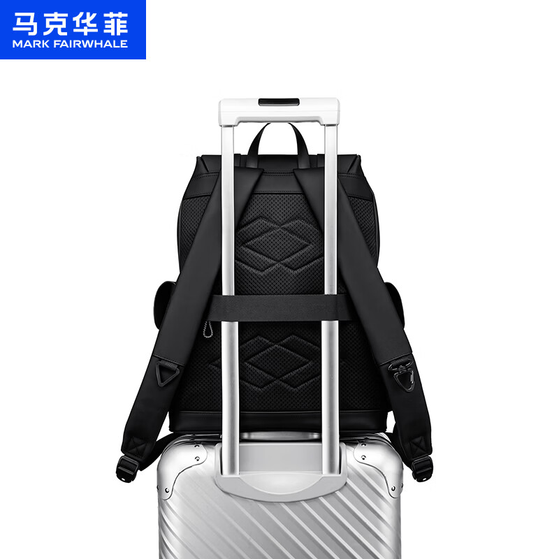 马克华菲（MARK FAIRWHALE）【放价季】商务双肩包男休闲机能背包出差旅行通勤包电脑包 高级黑