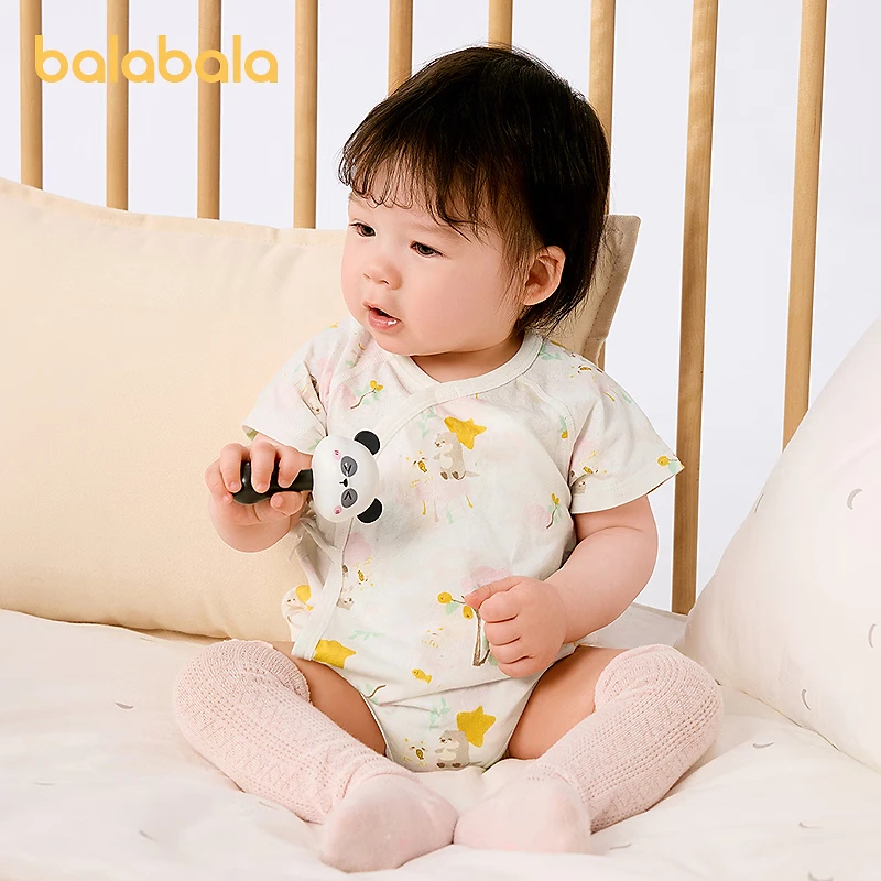 巴拉巴拉婴儿包屁衣男女童爬爬服衣服夏季薄款新款两件装新生儿连体衣 黄色调201同色不同款2件装 90cm