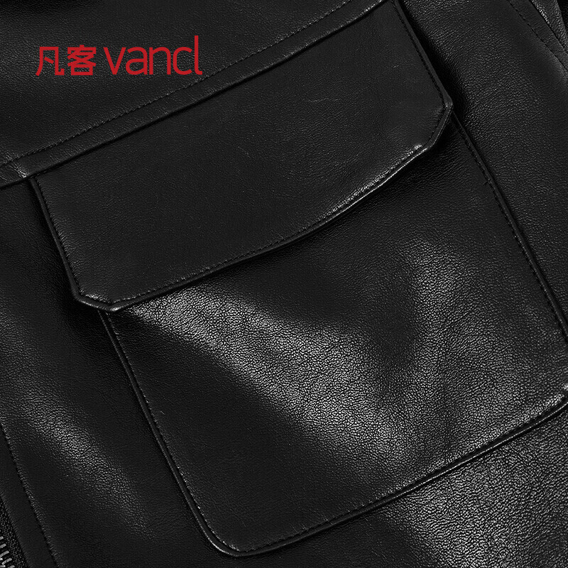 凡客诚品(VANCL)【雷总同款平替】官方店高端商务PU皮修身夹克休闲男士外套 黑色 L