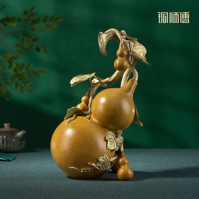 铜师傅 《福禄满堂》客厅 桌面 铜葫芦摆件 家居装饰工艺品礼物