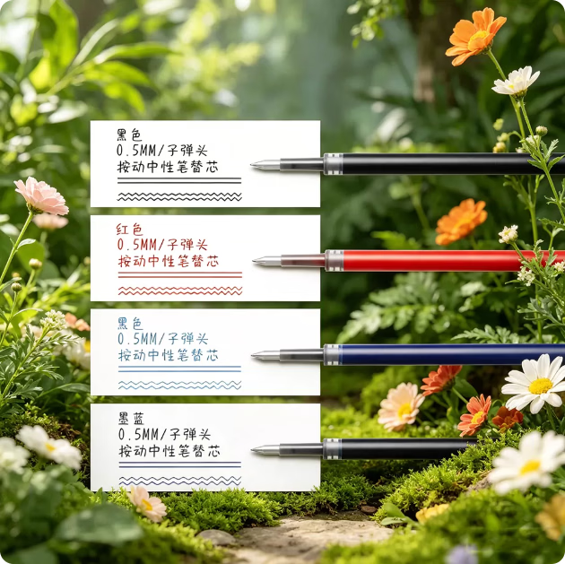 晨光G-5高颜值按动中性笔芯办公签字刷题替芯学生考试顺滑笔芯0.5mm子弹头黑色 黑色0.5mm（20支）送K35水笔一支