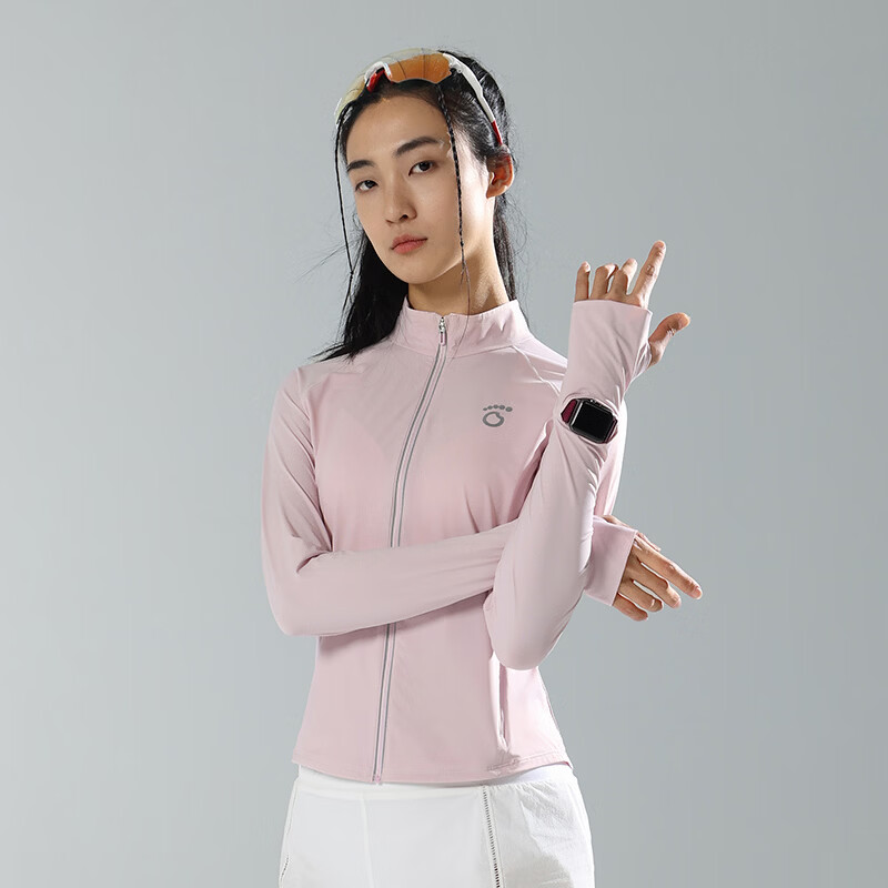马孔多（macondo）2026春夏新品女子针织拉链衫6代 3A抗菌防晒凉感跑步训练运动外套 粉霜色 L