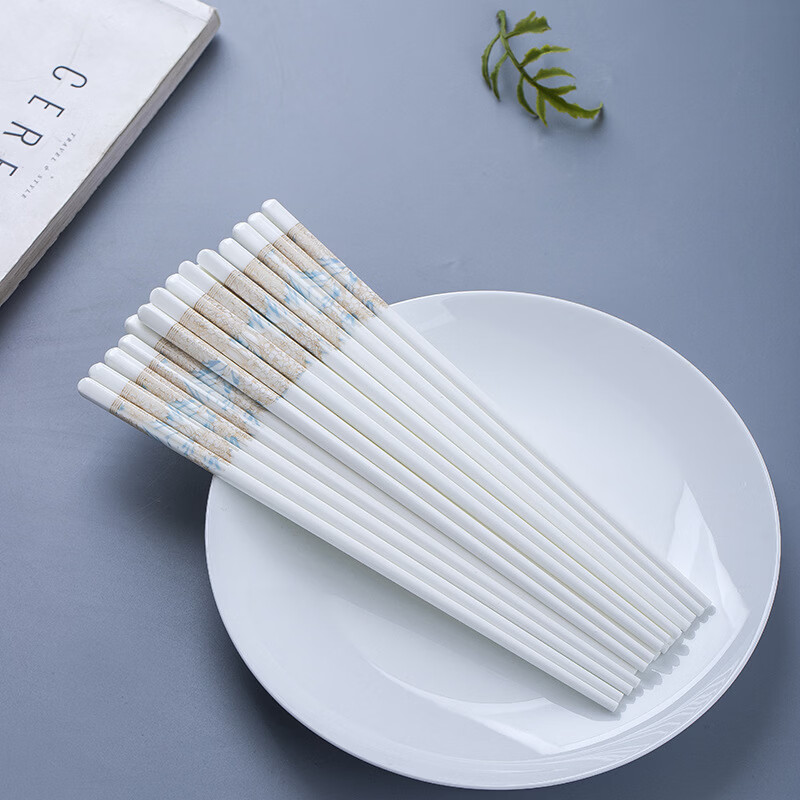 星舵陶瓷筷子家用新款高颜值轻奢健康餐具套装 珐琅彩宝蓝陶瓷筷子筒