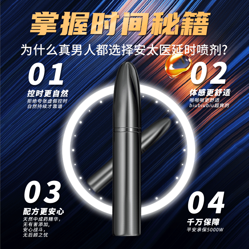 安太医黑金刚升级款男士情趣延时喷剂持久用品外用延时喷雾成人用品 金刚1ml试用装，送湿巾3片