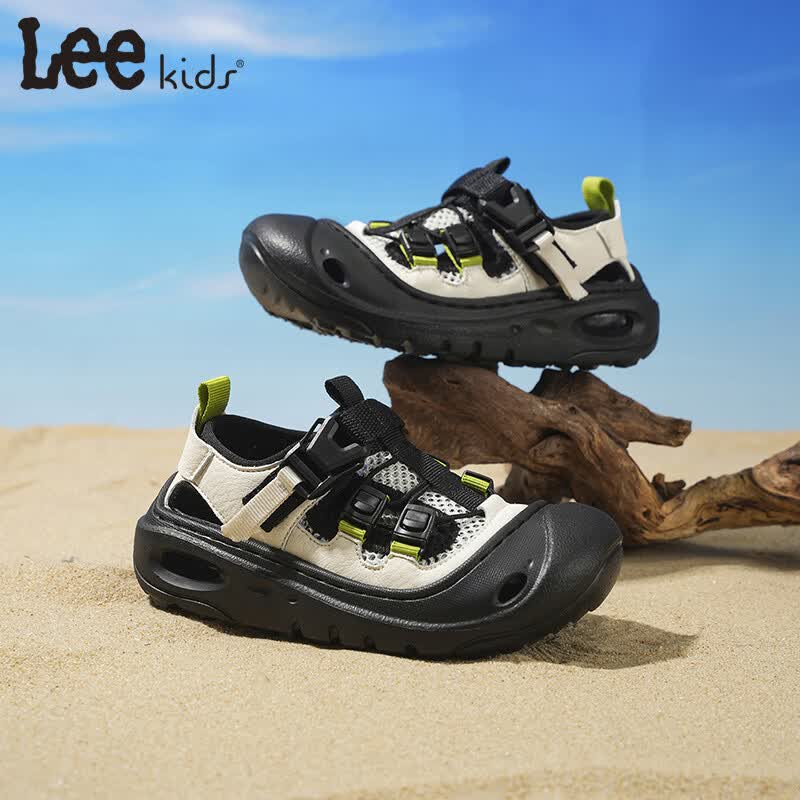 Lee童鞋夏季新款儿童沙滩凉鞋女童包头防滑涉水鞋男童 黑米 36 【建议脚长222mm】