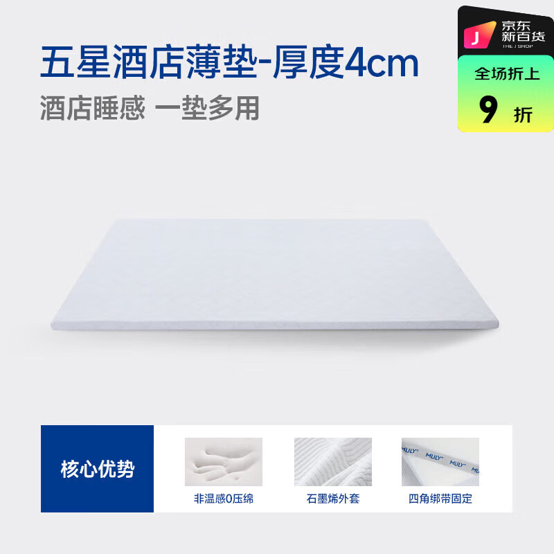 梦百合（MLILY）酒店零压房记忆棉0压薄床垫榻榻米日式多用海绵软褥子软垫 【酒店0压房同款】-4cm厚 150*200cm