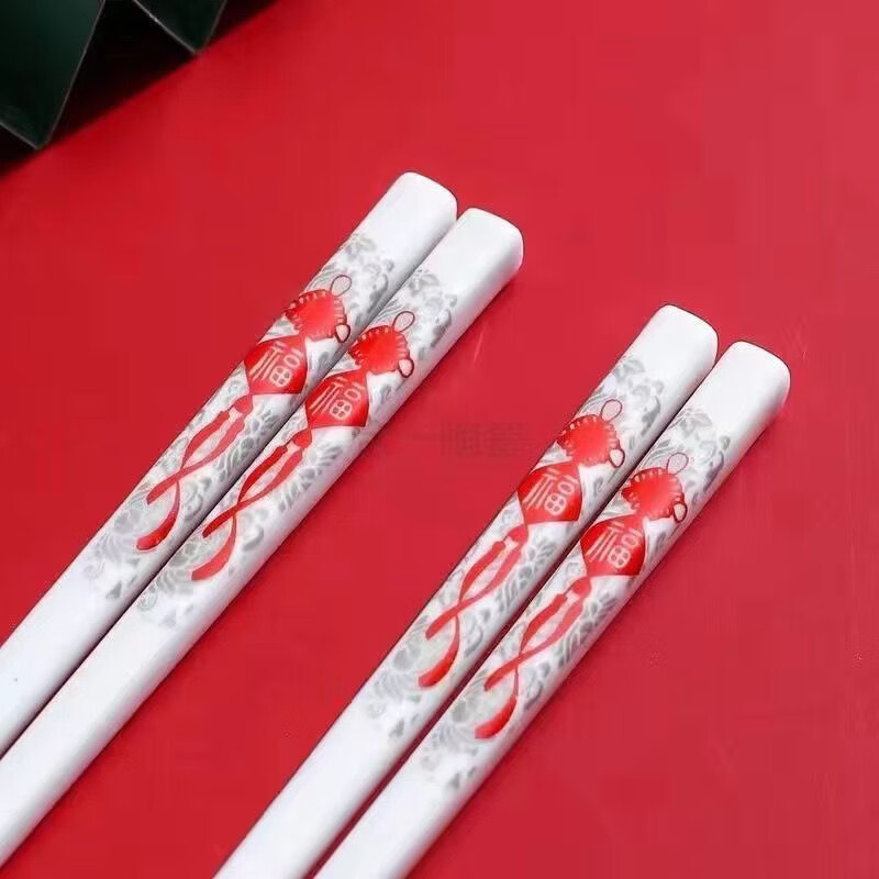 高档白瓷印花陶瓷筷子餐具筷子