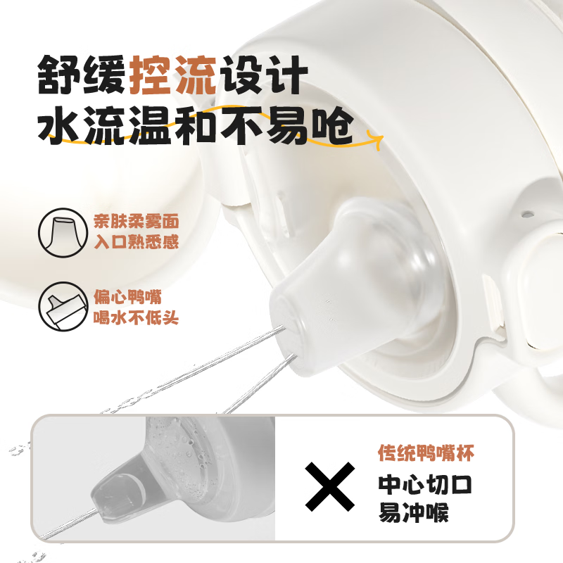 zaxion小仔象小仔象鸭嘴杯学饮杯PPSU婴儿杯6个月以上吸管杯上宝宝防呛水杯 【升级款】柔光白-送重力球 330ml 【好吸不易呛-奶瓶级PPSU材质】