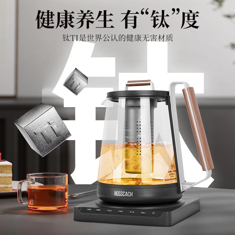 诺斯凯其（NOSSCACH）纯钛养生壶多功能恒温水壶炖煮烧水壶高硼硅玻璃电热水壶家用防烫健康除氯新款煮水壶 透明 1.7L 纯钛养生壶