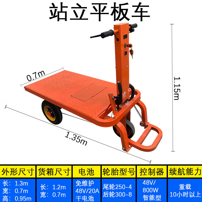 自卸载重王搬运三开门手推翻斗小型农用建筑工程车 站立式电动平板车