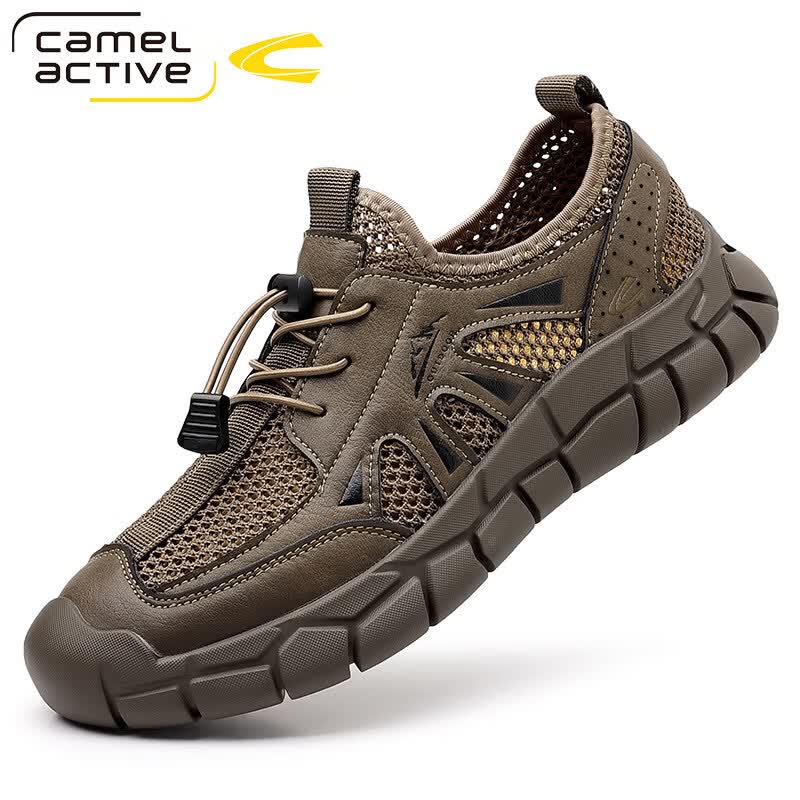 骆驼动感(camel active)男鞋2026夏季新款透气网面鞋男户外徒步防滑轻便休闲登山徒步鞋子 卡其色 42 (260mm)