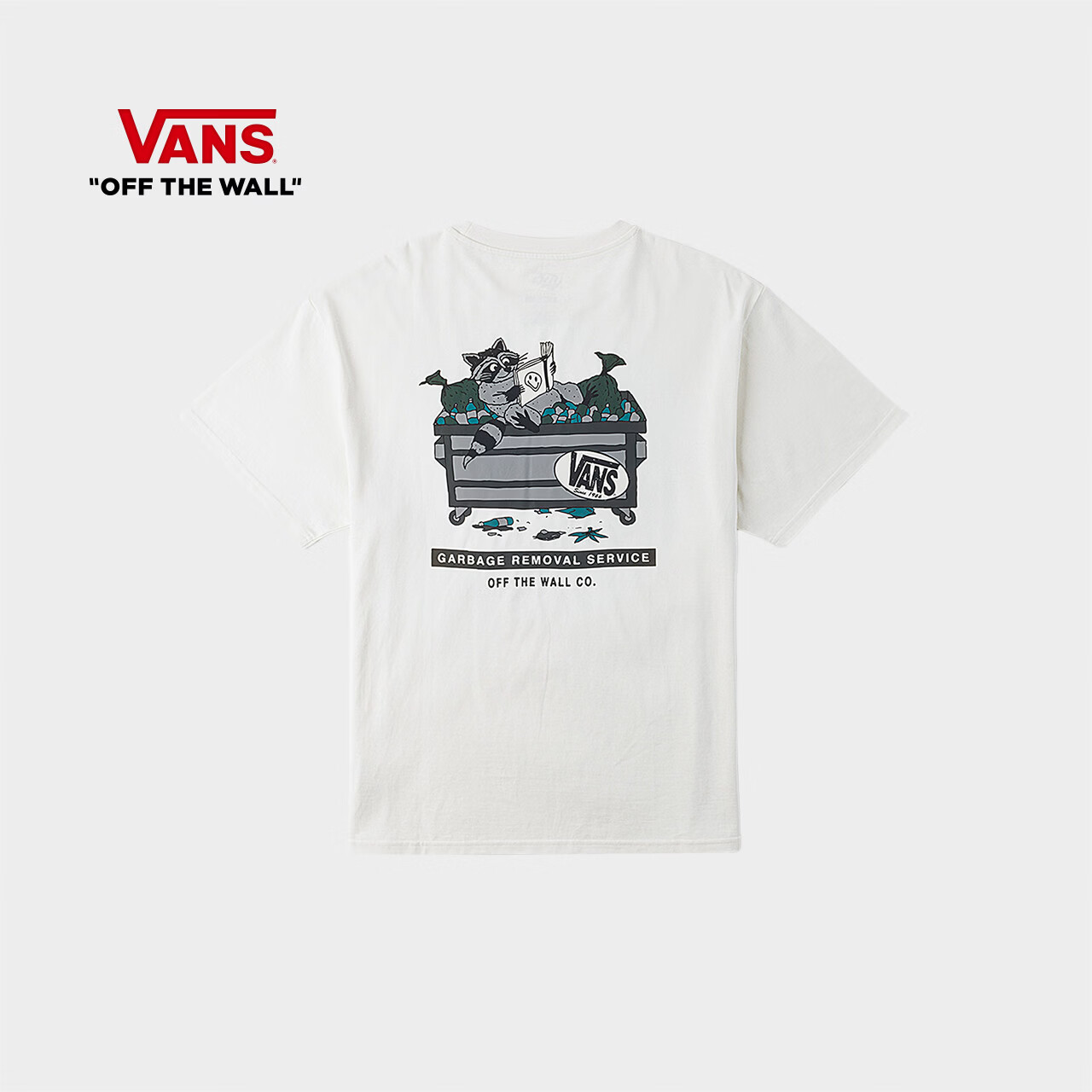 VANS范斯官方 男女情侣纯棉短袖T恤趣味印花 米白色 M