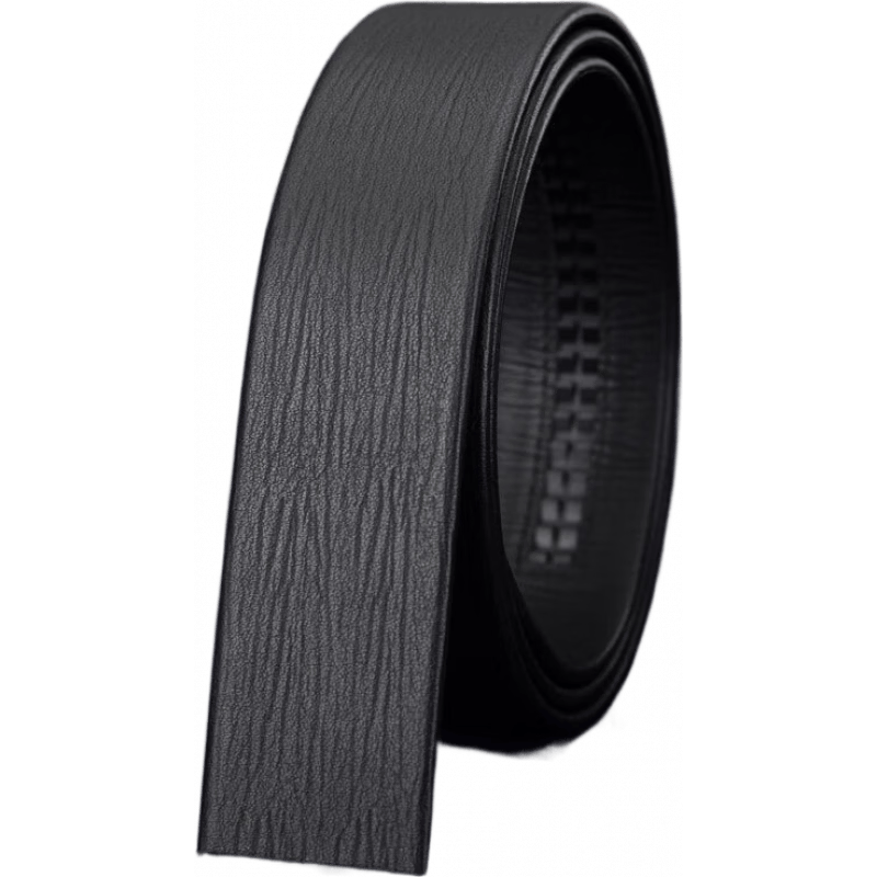 牛當(dāng)家（cattlesboss）無(wú)扣皮帶男不帶頭腰帶自動(dòng)扣帶身頭層牛皮皮帶條無(wú)頭腰帶配件 黑色 115cm