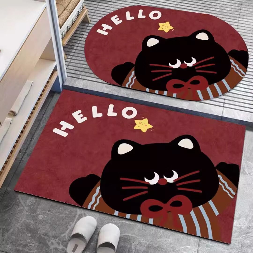 金玉铭川硅藻泥浴室地垫卫生间吸水垫卫浴厕所门口脚垫家用入户门防滑垫子 GZN-J怀旧-Y17（一方一圆 共2件） 40X60cm【吸水速干防滑】