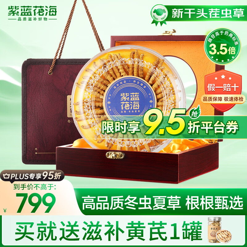 紫蓝花海冬虫夏草 头茬新干虫草滋补品过节送礼滋补健康礼盒 3-4根/g 10g*1盒 【镇店爆款】