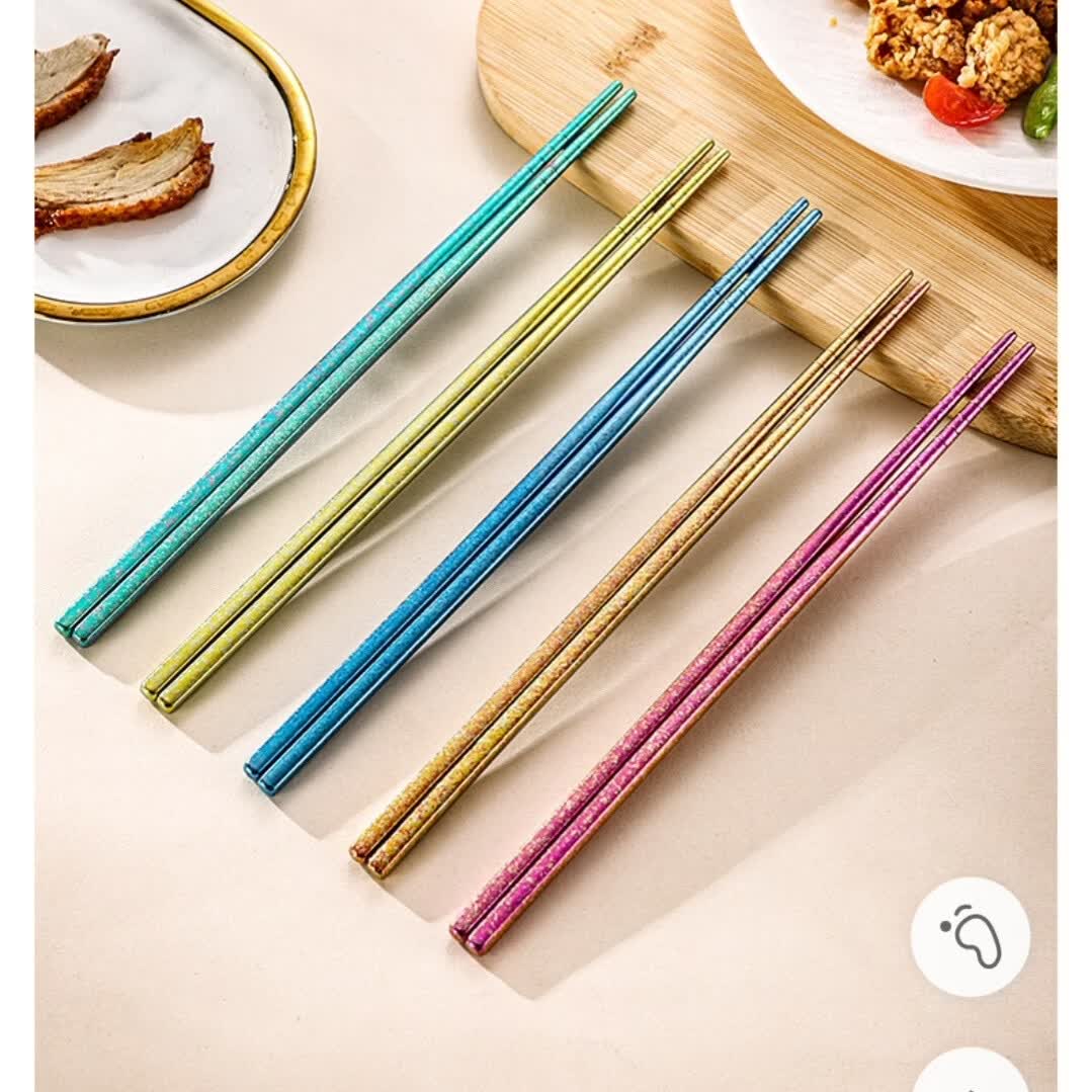 纯钛结晶彩色筷子家用防滑防霉分餐筷一人一双礼盒装抗菌耐高温 1双 4CM半截绿色