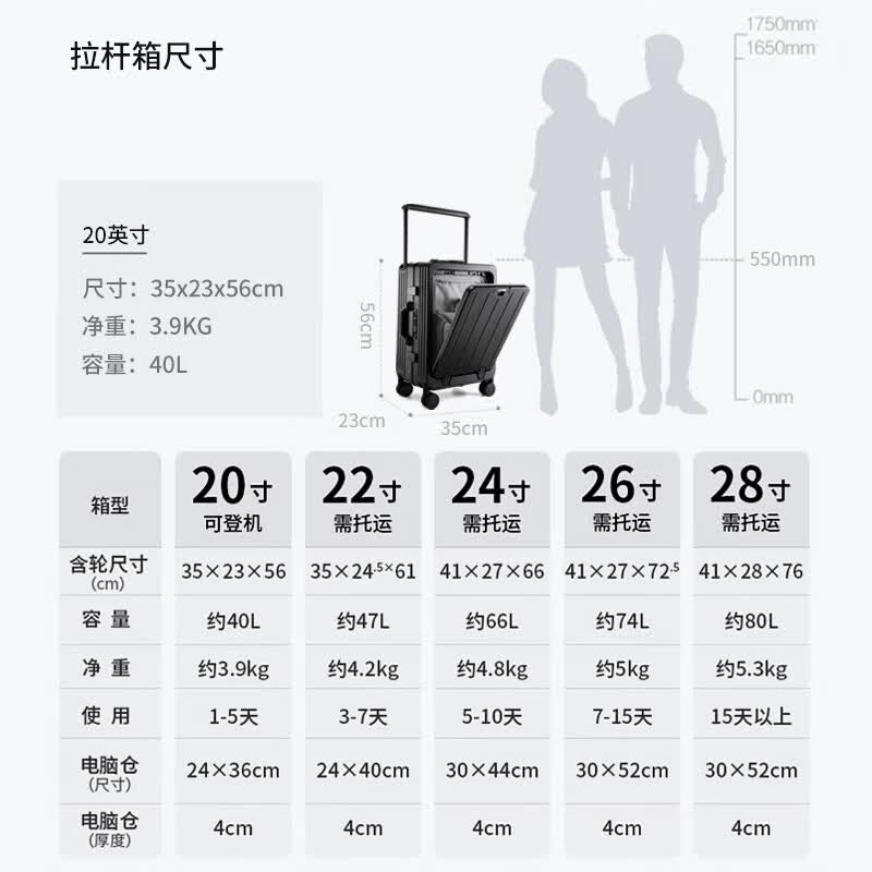 Walker Shop行李箱新款【前开盖】拉杆箱多功能可登机箱出差旅行箱 奶酪黄【前开盖+杯架】 24英寸 【托运箱/京东物流】