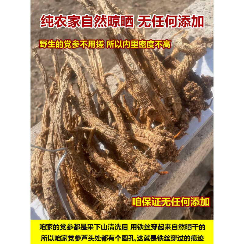同仁堂（TRT）东北正宗野生党参整根党参中药材干货新货无硫长白山党参条煲汤 500克[半斤整根无硫] 1袋*1袋