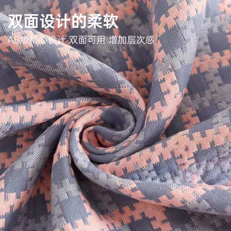 【工厂直发】棉纱布枕巾松紧绑带固定防滑脱落枕头垫巾四季学生成 格调-2条【升级绑带款】52*78cm