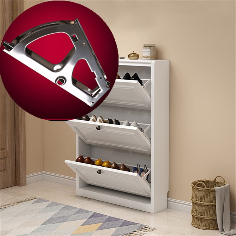 蕴璞不锈钢翻斗鞋柜配件五金鞋架翻转配件暗藏鞋斜下翻板支架 不锈钢