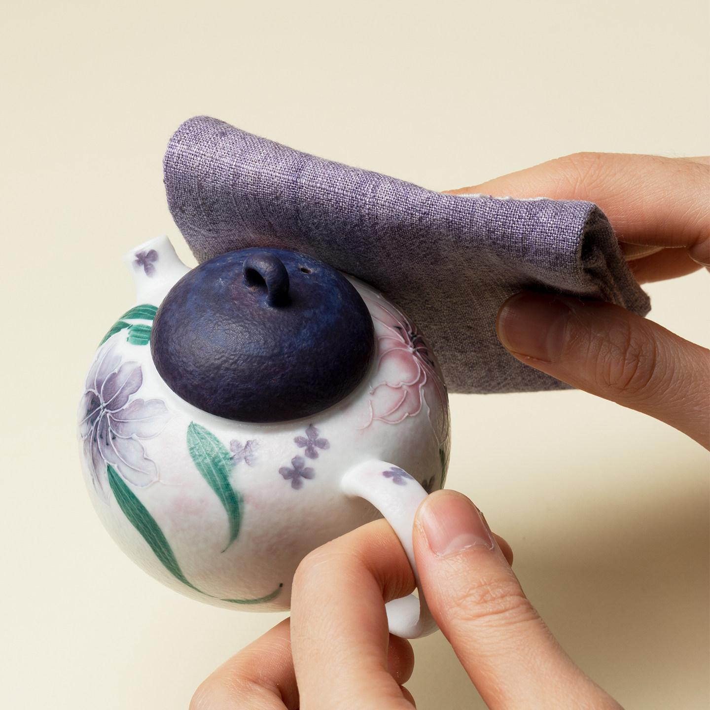 入野归松刺子绣郁金香长条茶巾超强吸水隔热抹布垫手工缝制茶配件 棉麻-郁金香长茶巾