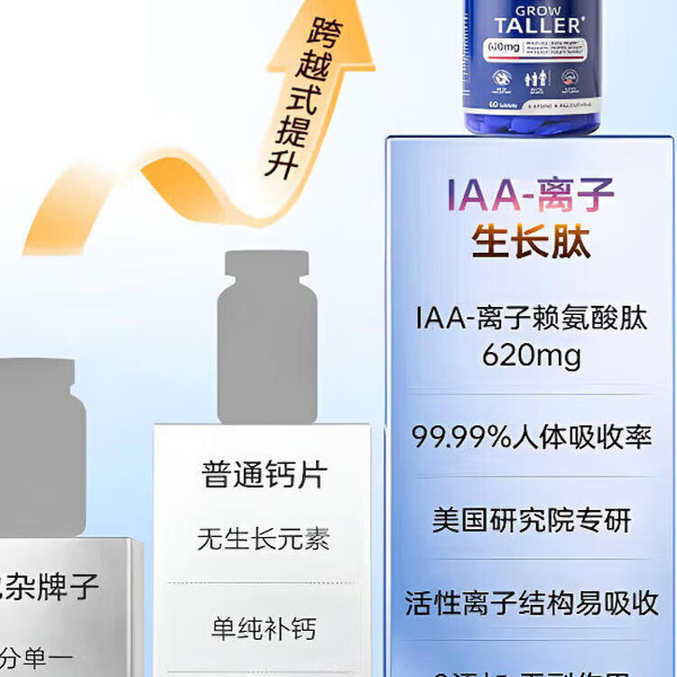 Skyoo美国进口赖氨酸钙片青少年补钙助长维生素k2d3氨基丁酸生长 1瓶【体验装】 1瓶*1瓶