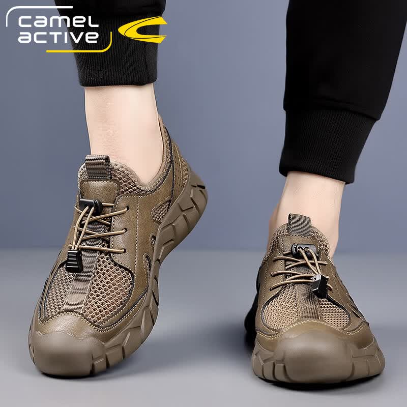 骆驼动感(camel active)男鞋2026夏季新款透气网面鞋男户外徒步防滑轻便休闲登山徒步鞋子 卡其色 42 (260mm)