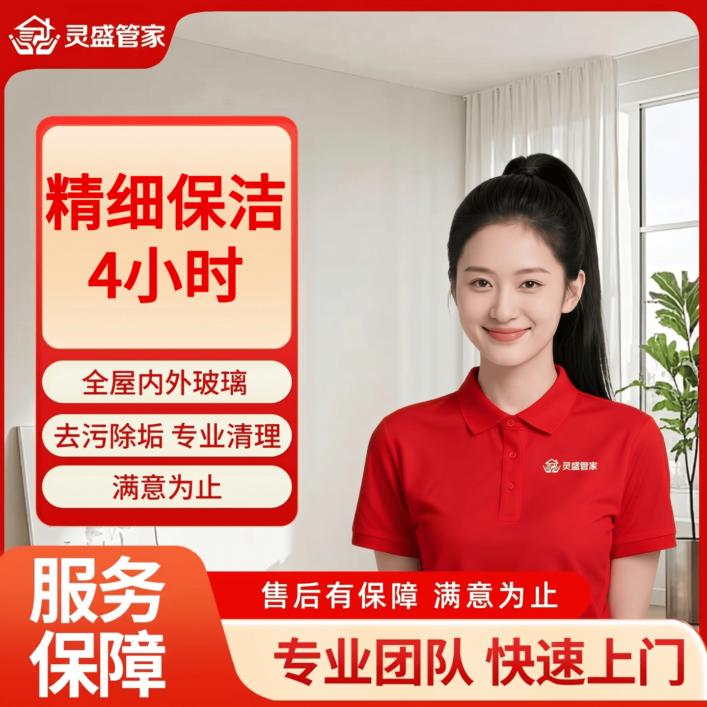精细保洁 上门服务深度清洁大扫除全屋精细深度清洁专业保洁清洗 打扫卫生小时工开荒 擦玻璃钟点工同城上门 精细保洁4小时（含双面玻璃） 全国