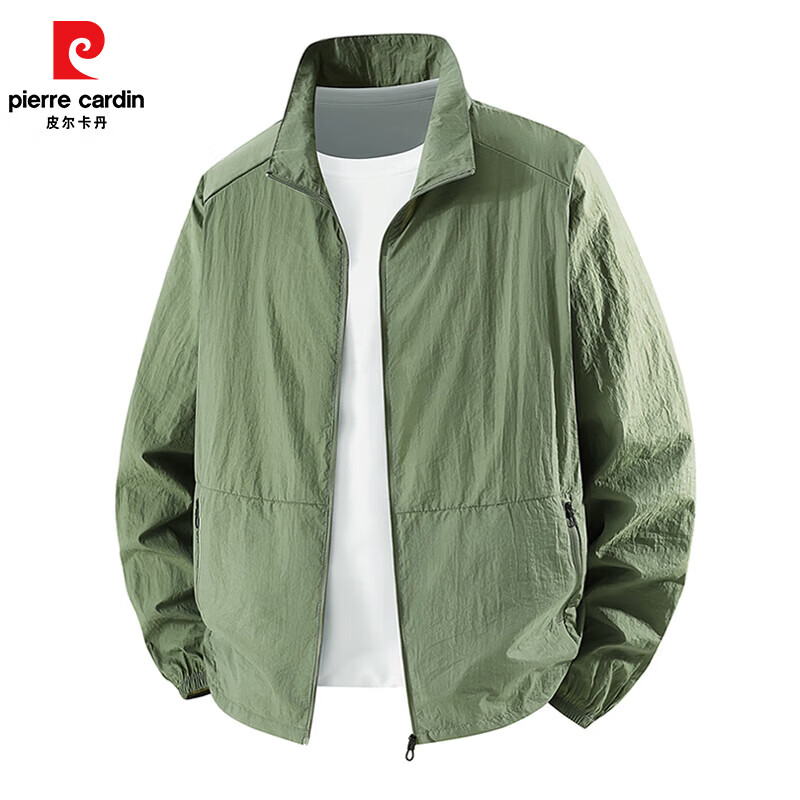 皮尔卡丹（pierre cardin）2026夏季防晒衣男立领速干外套男士休闲透气皮肤衣户外钓鱼服 浅灰色 2XL
