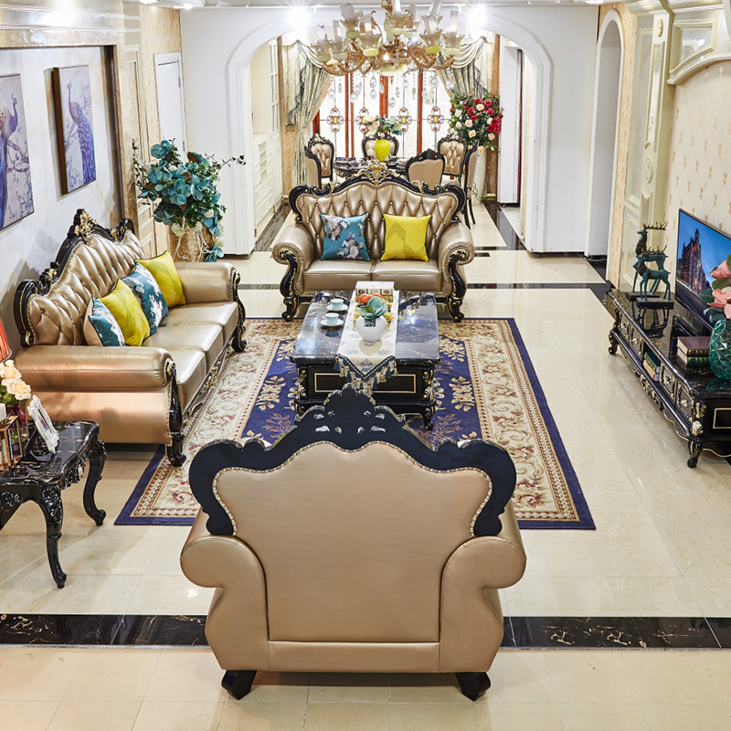 欧蒂奴 欧式真皮沙发 欧式实木沙发 小户型客厅组合沙发 别墅真皮沙发