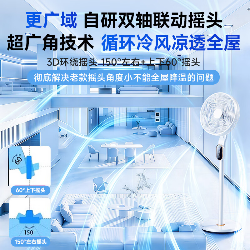 Niye【制冷落地扇TOP.1】电风扇落地扇摇头平面扇家用立式空气循环扇一级能效静音大风力客厅卧室宿舍 Ultra尊享丨机械款丨500m全屋冷循环