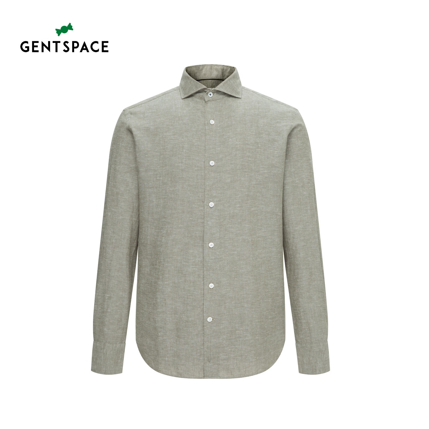 GENTSPACE男士长袖衬衫春夏新品温莎领汉麻天丝混纺松弛随性优雅品质 灰橄榄绿 3XL 56 195/112A