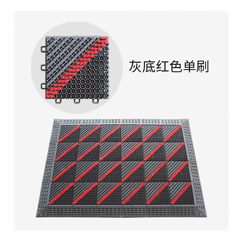 商用大门口除尘地垫家用进门入户门脚垫户外室外防滑门垫门外迎宾 单刷-灰块红刷【除尘防滑】 60cm*90cm +橡胶锤