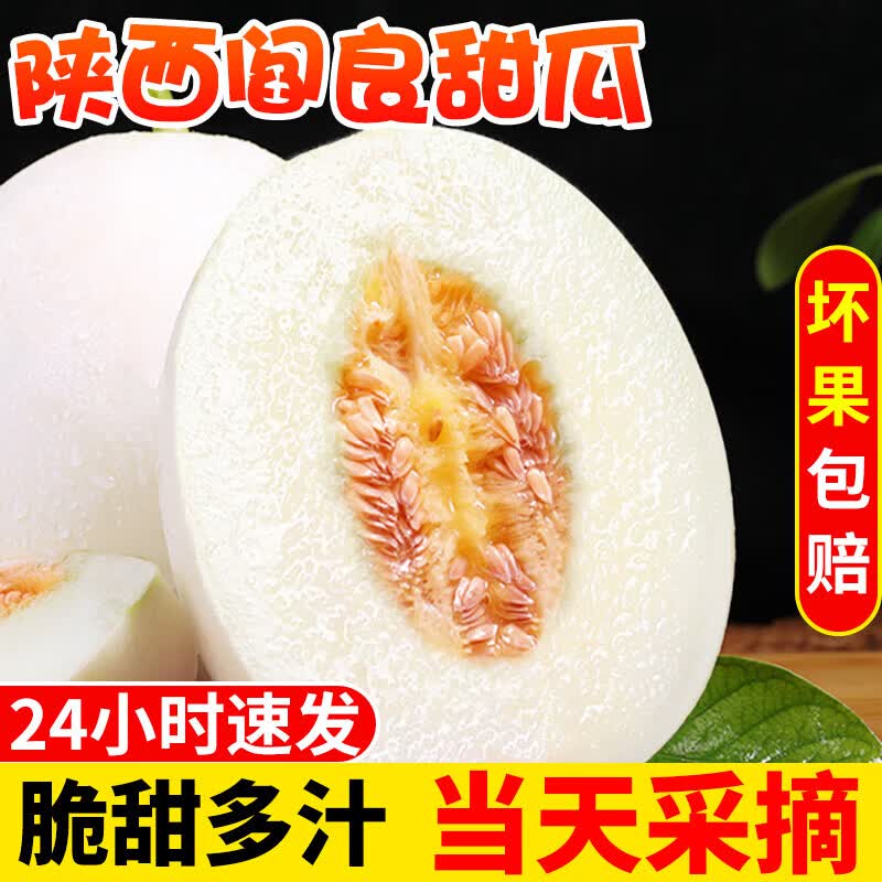 果食鲜丰陕西阎良甜瓜 新鲜头茬甜瓜水果应季现摘脆甜蜜瓜白瓜香瓜整箱 净重4.5-5斤装【精品装】 京东折扣/优惠券