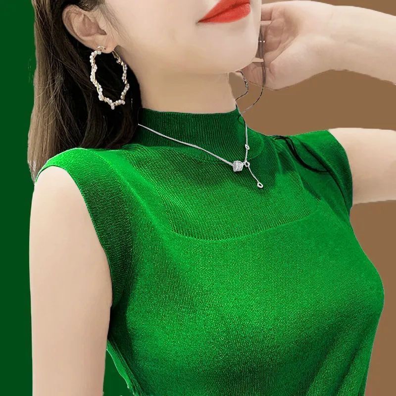 YUNTH冰丝吊带背心女外穿春夏新款韩版宽松针织无袖短款上衣T恤打底衫 黑色 S 【建议70-85斤】